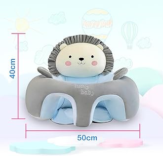 MONAMORE Baby Sofa Chair – Cute Lion Design | Infant Support Seat (55cm x 40cm x 30cm) | Pillow Protector Sitting Sofa Plush Cushion Seat for Babies & Toddlers (3 to 24 Months)