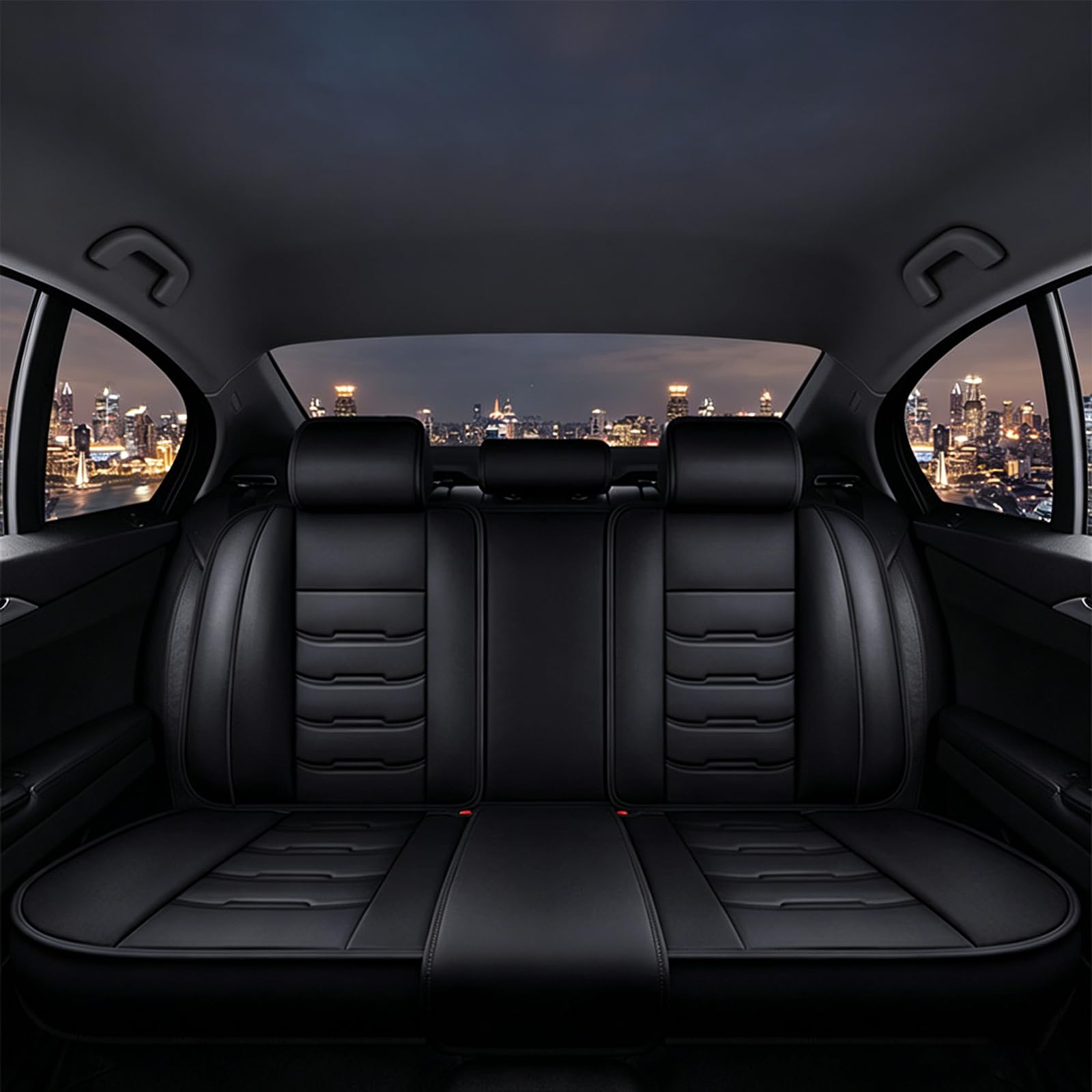 Sitzbezüge Auto Set, Für VW Caddy 2K 2005–2019 Nappa Leder Autositzbezüge Autositze Vordersitze Rückbank Full Set Airbag Kompatibel Luxus,A