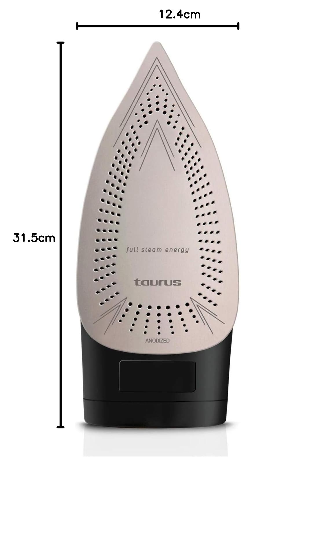 Taurus – Dampfbügeleisen Geyser Eco 3000,3000W,200 g/min Dampfstoß,Präzisionsspitze,Dampf- & Temperaturregler,Ultragleitfähige eloxierte Sohle,Schwarz