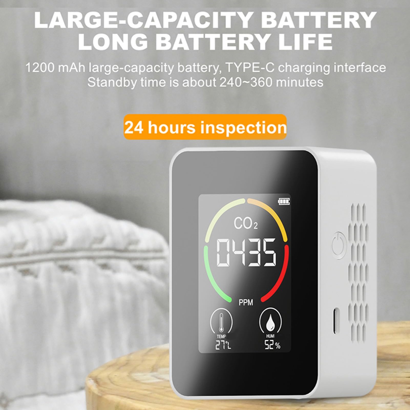 Airthereal Rilevatore Di Radon Portatile – Display LCD A Colori, Allarme Acustico E Visivo, Monitoraggio Continuo Per Casa