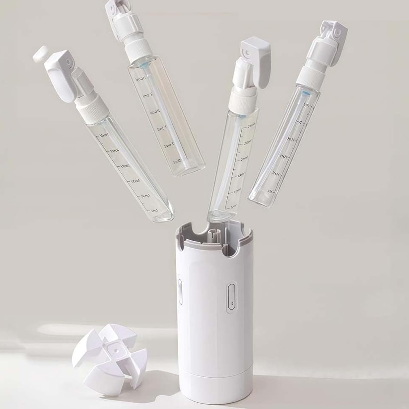 Dispenser da viaggio 4 in 1 per articoli da toeletta, contenitori da viaggio ricaricabili a prova di perdite, con scala ed etichette per shampoo, balsamo, lozione e crema (verde)