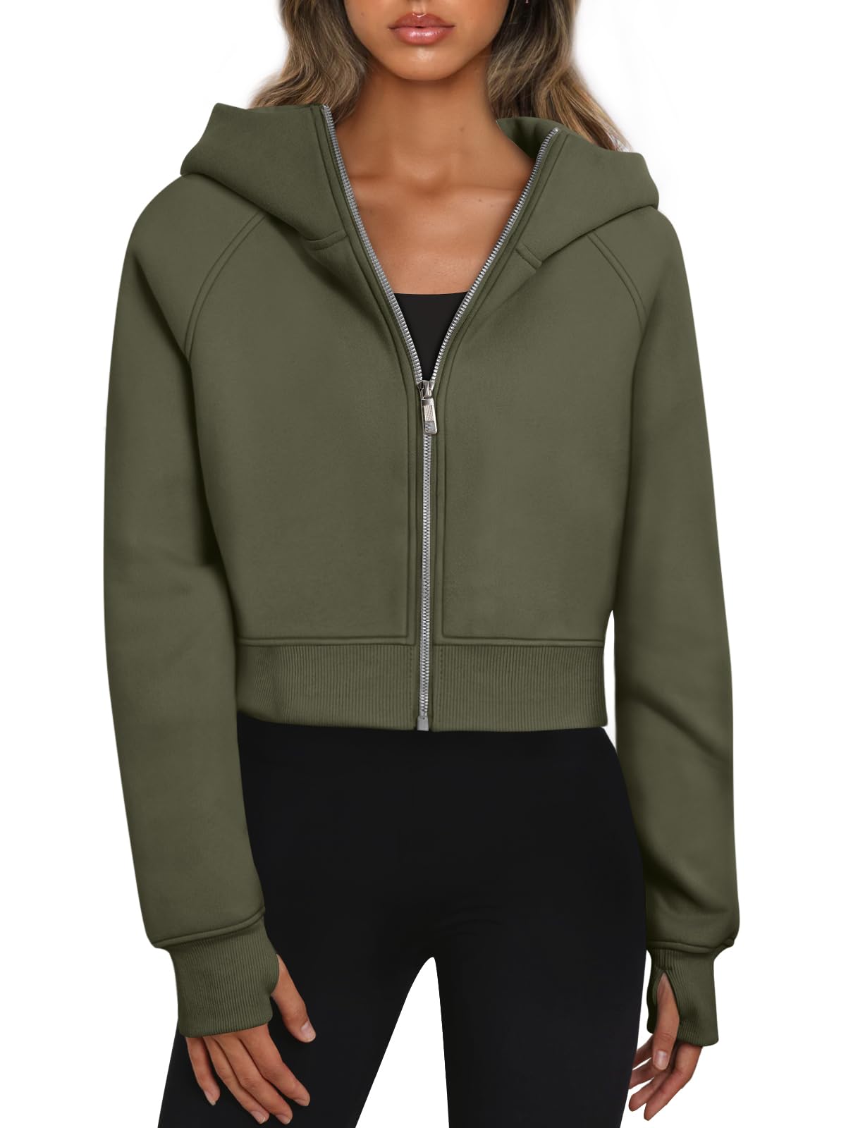 Trendy Queen Womens Zip Up Hoodies Cropped Jackets Fall Clothes 2026