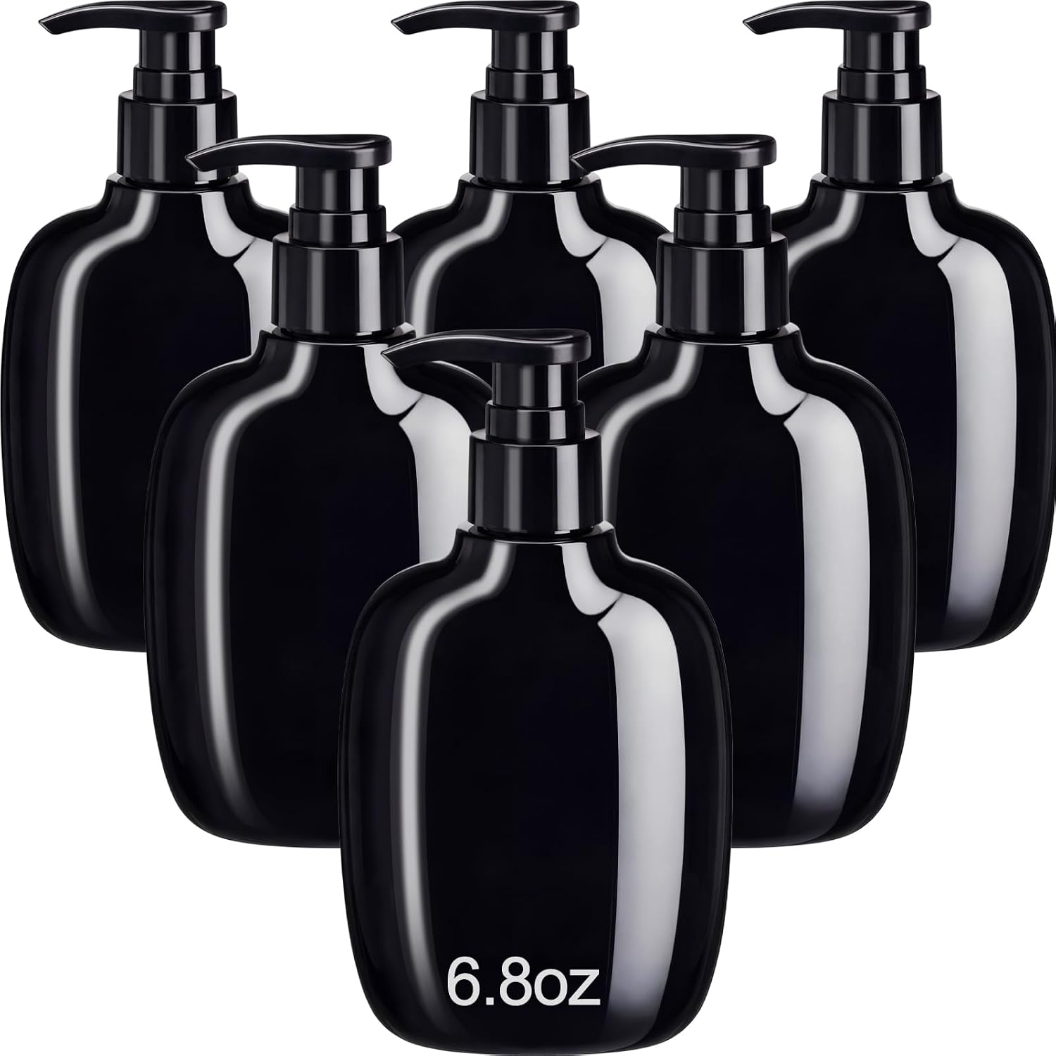 24 Pack Black Plastic Pump Bottles 6.8 Oz/ 200 ml Shampoo Lotion Dispenser Bottles Empty Refillable Hand Soap Liquid Dispenser Container with Press Pump for Travel Bathroom Hotel Kitchen