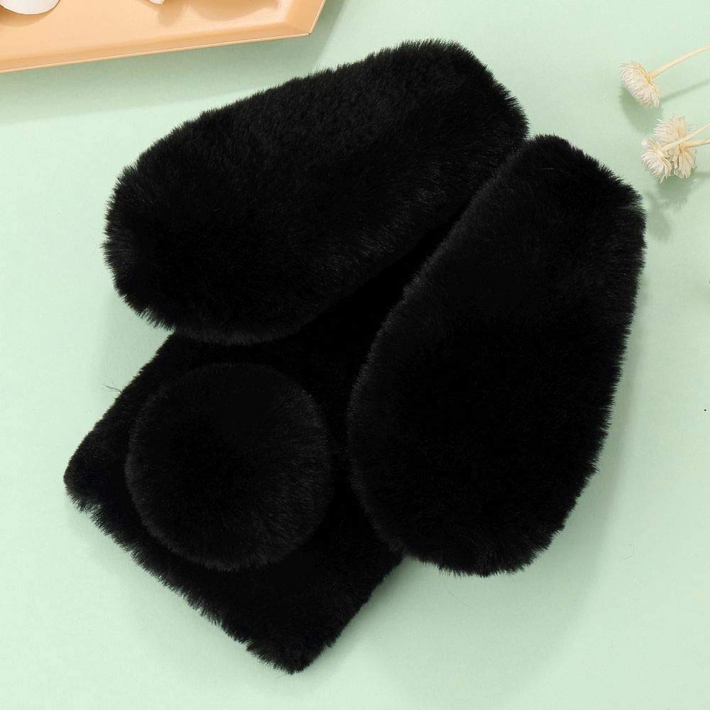 Peluche Custodia Cover Compatibile con Realme 13 4G Furry Case,Custodia Coniglio Peluche per Realme 13 4G/Realme 12 4G, Guscio Peloso Carino Fluffy BackCover Bambine Copertura Caso - Nero bianco
