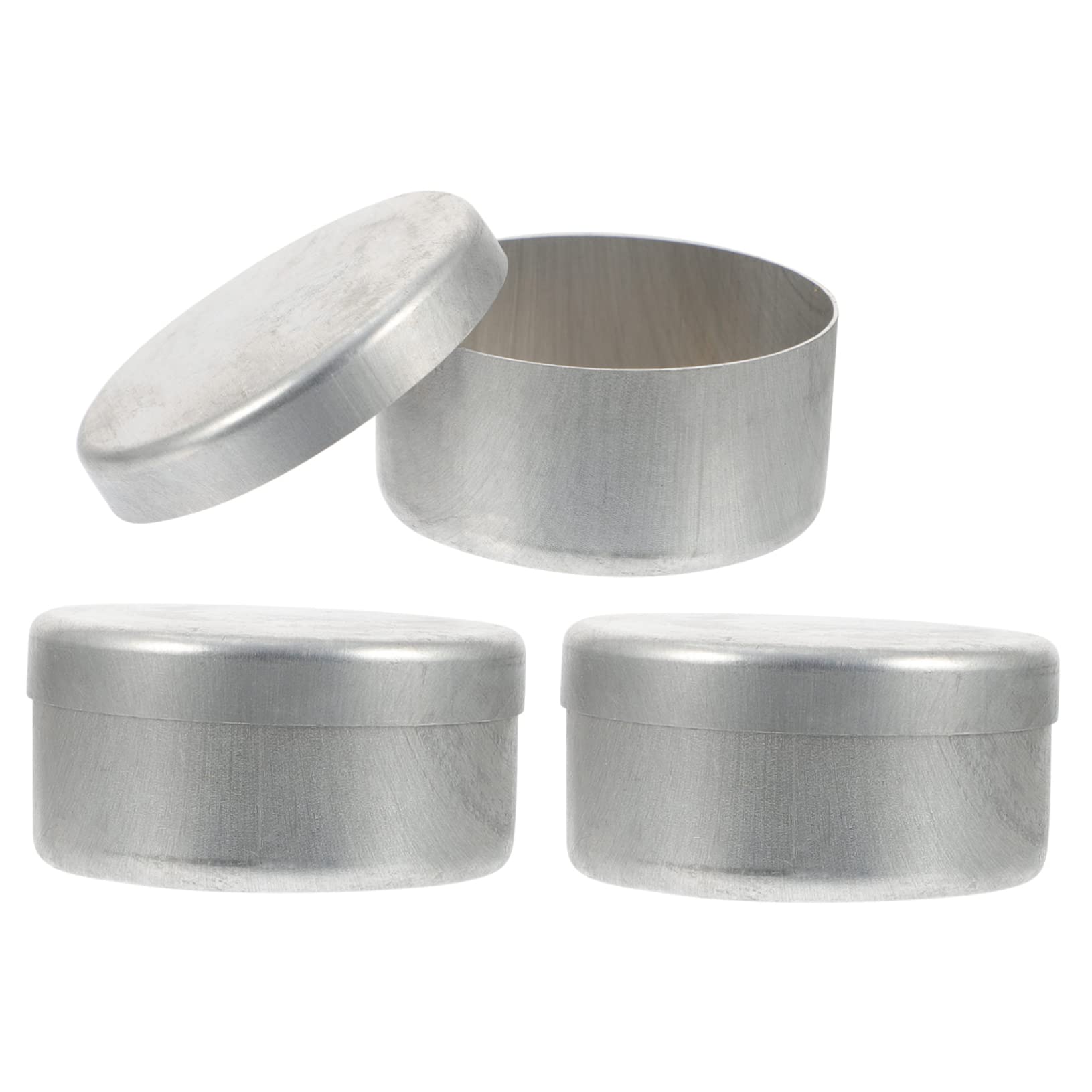 KICHOUSE 3pcs Laboratory Aluminum Box Round Containers Aluminum Weighing Boxes Lip Balm Jar Small Aluminum Jar Lip Balm Containers Sampling Weighing Jars Empty Aluminum Tinplate Can Silver