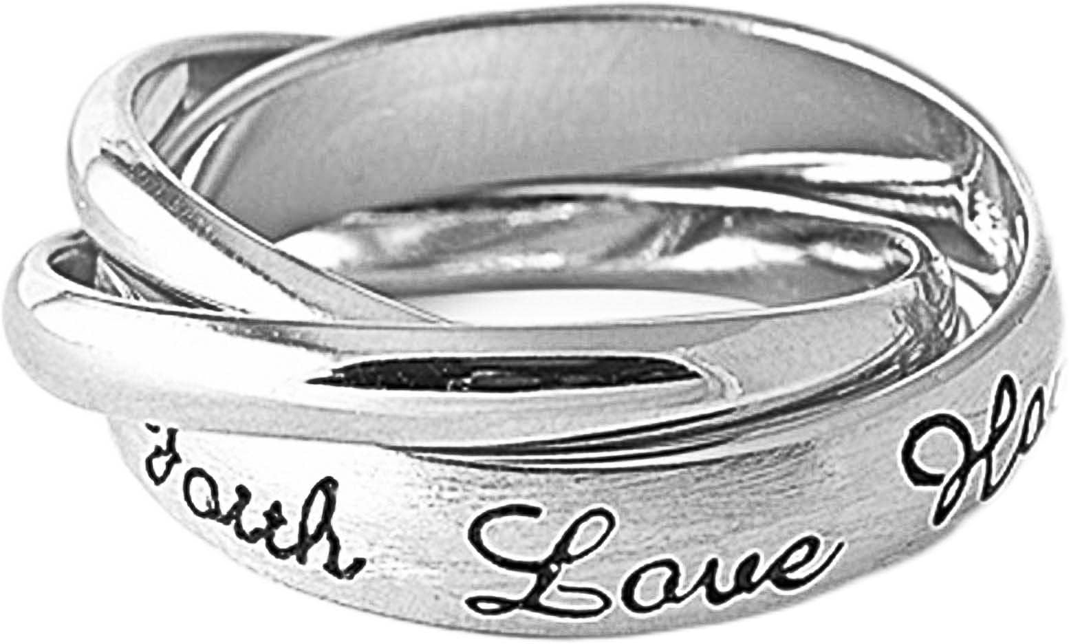 Oxford Diamond Co 3 Bands of Faith Love Hope .925 Sterling Silver Ring Sizes 6-10