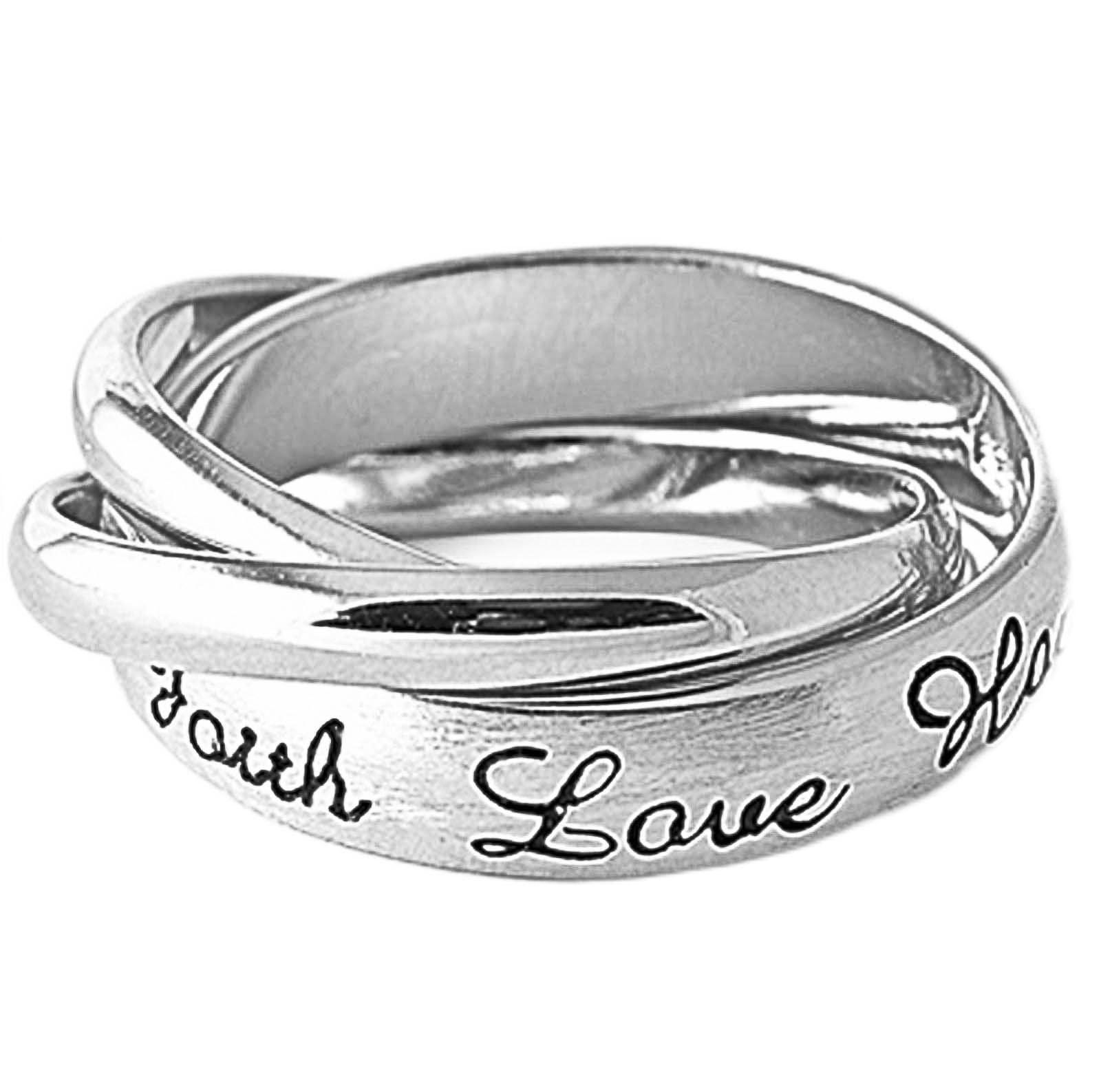 Oxford Diamond Co 3 Bands of Faith Love Hope .925 Sterling Silver Ring Sizes 6-10