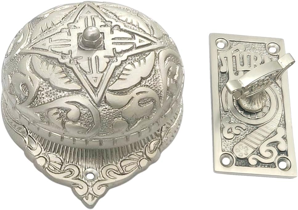 "Sarah" Brass Manual Old Fashioned Door Bell – Vintage Twist Bell – Mechanical Turn Door Bell for Home – (Pack of 1 Satin Nickel Finish)