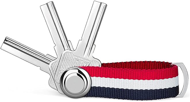 Compact Key Holder - Stylish & Practical Pocket Key Organizer With Secure Locking Mechanism. Red/White/Blue