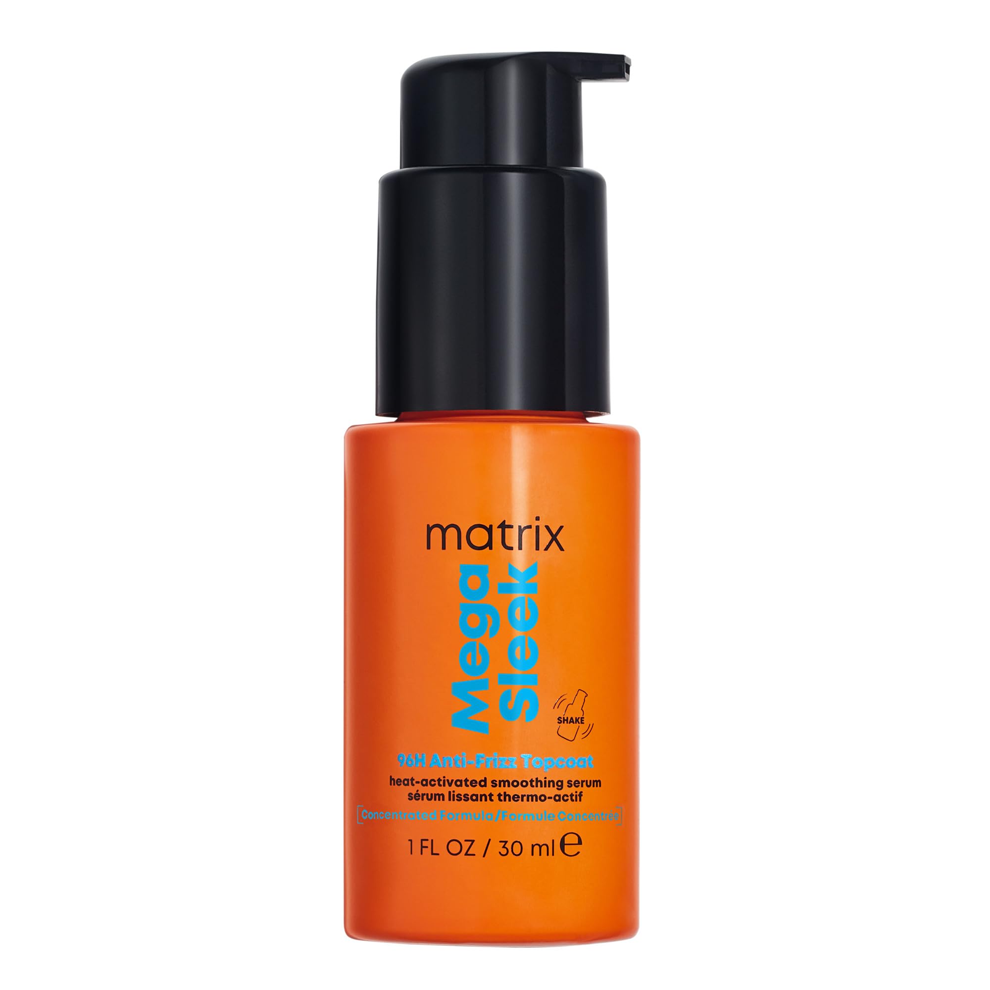 Matrix Mega Sleek Siero Topcoat Anti-Crespo 96H, Formula Termoattivata Professionale, Per Tutti i Tipi di Capelli Crespi, Protegge dal Calore e dall’Umidità, Dona Luminosità, Resiste all’Acqua, 30 ml