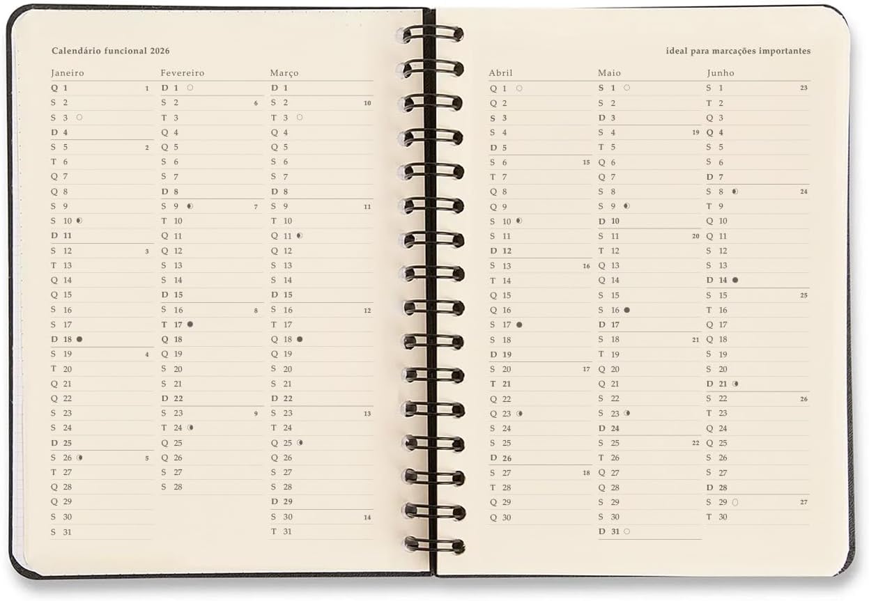 AGENDA PLANNER WIRE-O 2026 JARDIM DIARIA A5 PRETO