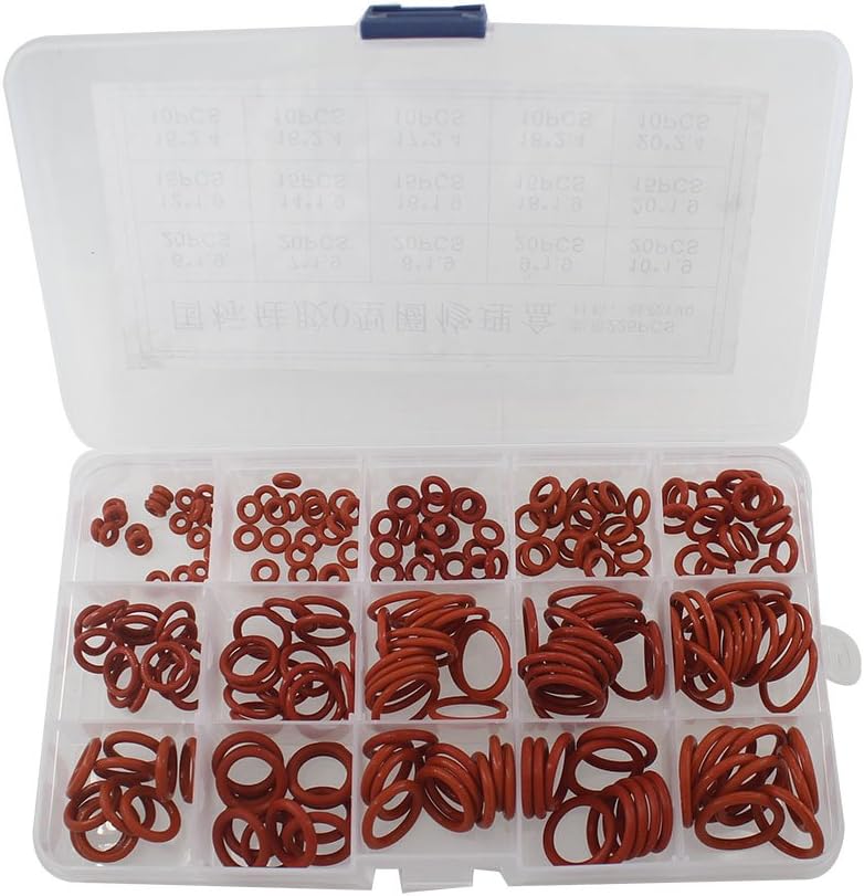 225pcs Red Silicon O Ring Seal Gasket Kit 15 Different Sizes VMQ Oring