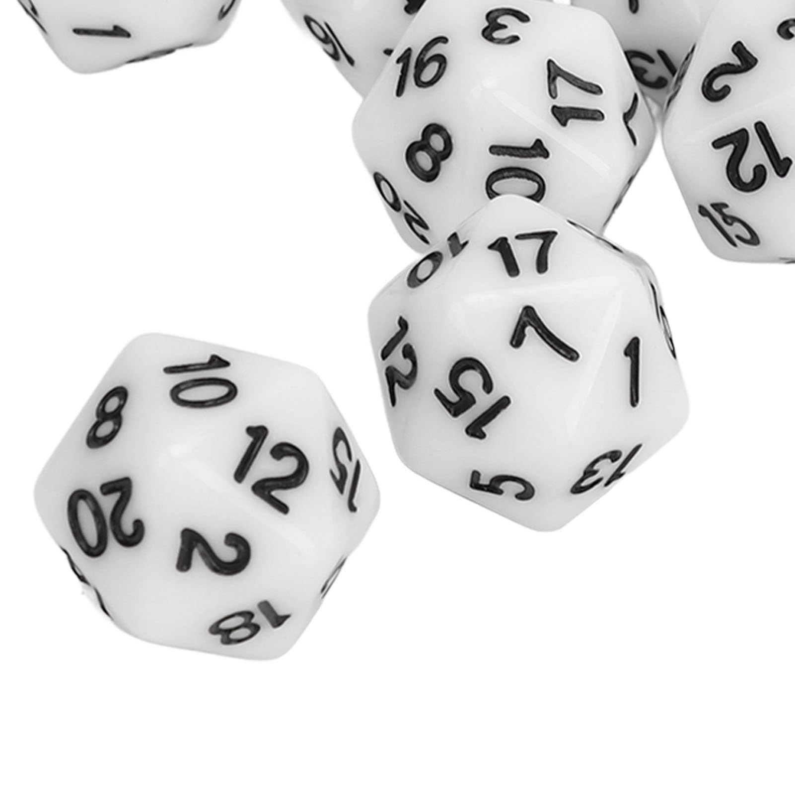 Polyhedral Dice Set 10PCS Lightweight Durable Plastic 20 Sided Role Playing Table Game Dice for Board Games Math Learning Classroom Activities (White) - Image 4