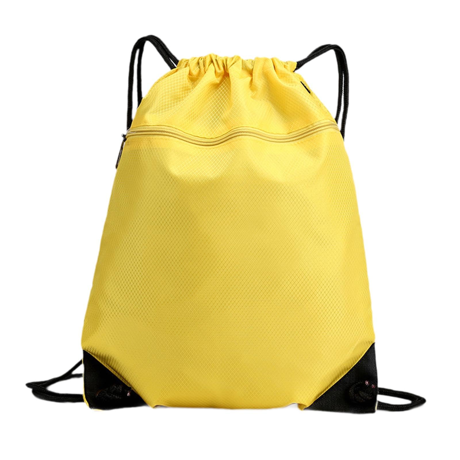 Drawstring Backpack Knapsack Sturdy Swimming Bag for Hiking Camping Climbing Yellow-image-42