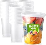 NEEBAKE 50 Set Deli-Containers-with-Lids: [16oz 32oz] Combo Plastic-Food-Storage-Containers-with-Lids, Microwaveable & Freezer Safe To-Go-Containers, Leak-proof Meal-Prep-Containers