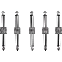 5-Pack 6.35mm Mono Male to Male Patch Cables - Instrument Connectors for Guitar Pedals, Mics, Audio/Video - Nickel-Plated Copper for Transparent Clean Sound
