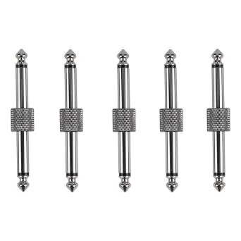 5-Pack 6.35mm Mono Male to Male Patch Cables - Instrument Connectors for Guitar Pedals, Mics, Audio/Video - Nickel-Plated Copper for Transparent Clean Sound