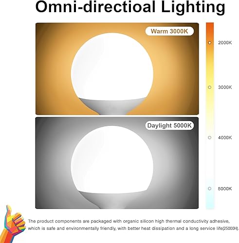 Miniatura 6 de Bombilla regulable, bombilla de globo G120, 15 W (equivalente a 150 W) bombillas LED de atenuación blanca de 5000 K, lámpara grande de base E26,