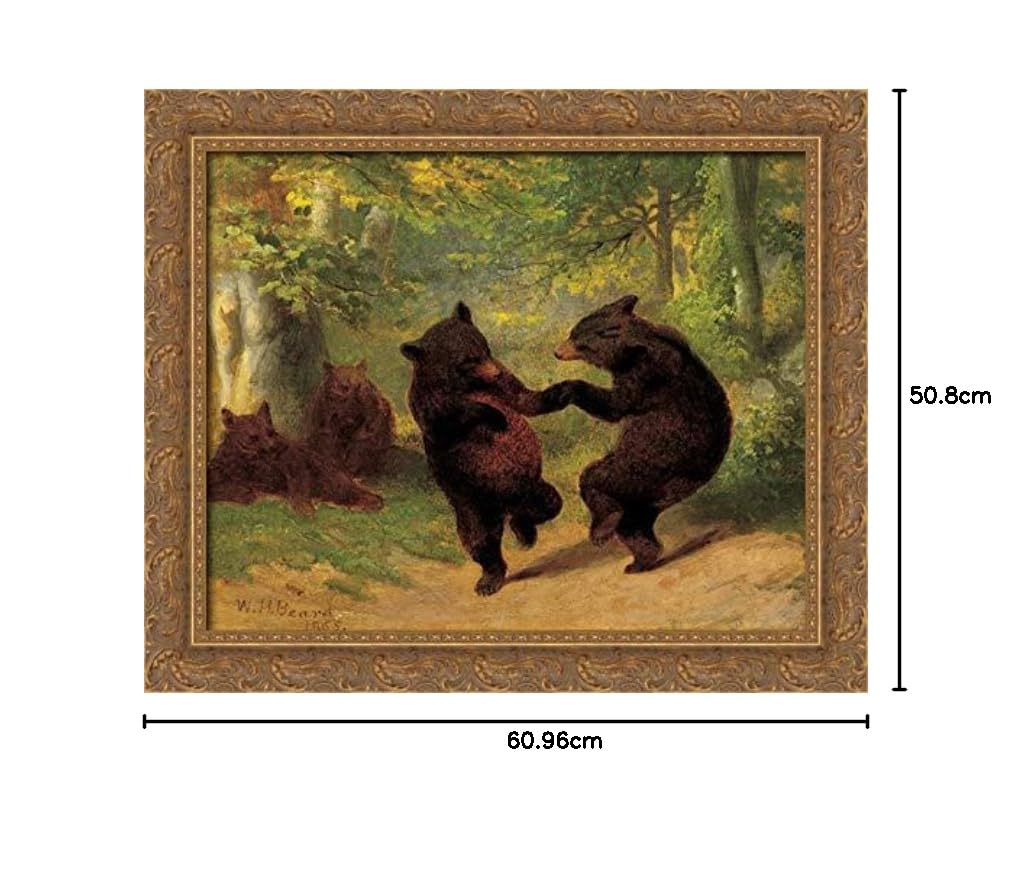 Dancing Bears 24x20 Gold Ornate Wood Framed Canvas Art by Beard