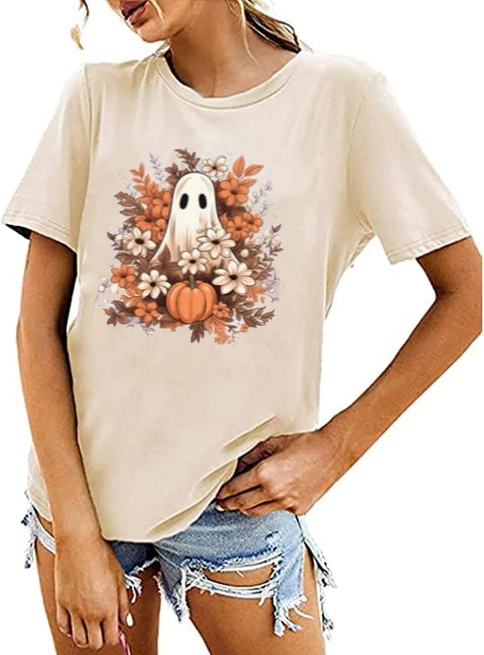 Halloween Costumes for Women Funny Pumpkin Printed Cute T Shirts Orange Graphic Tops Fall Tee Fashion Gift - Image 2