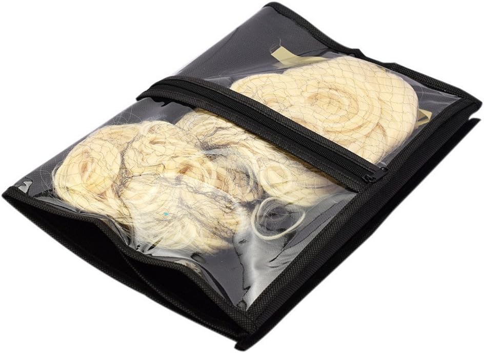 Pack of 10 Hair Extensions Storage Bag Wig Carrier Holder Case Dustproof Pouch Beauty Hair Salon Organizer for Daily Use & Travel (Black)