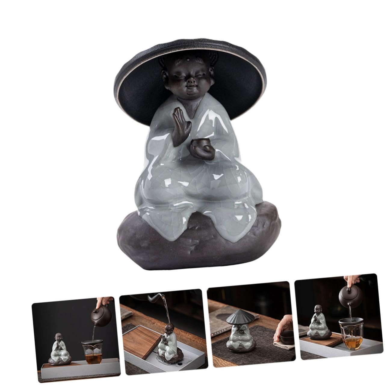 VICASKY Filtro per Tè Sfuso in Ceramica Nero Statua, Infusore Multi-funzionale e Smontabile per Decorazioni Casa in Stile Classico