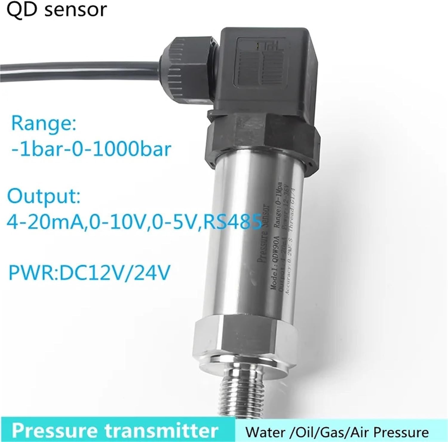 Pressure Transmitter 4-20mA 0-5V 10V RS485 Output Water Gas Oil Liquid -1bar-1000bar Vacuum Negative Sensor(0-250bar)