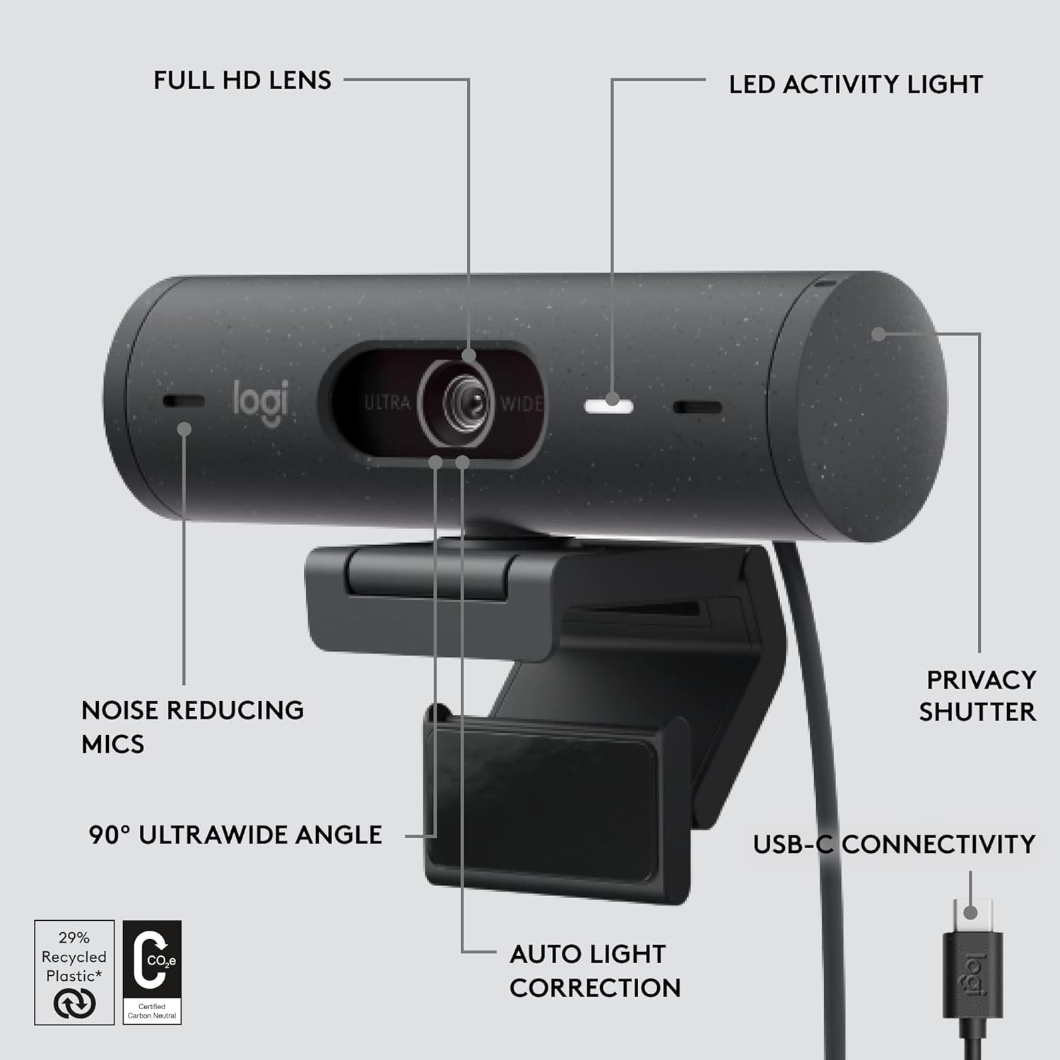 Amazon.co.jp: Logitech Brio 500 フルHD ウェブカメラ 自動光補正