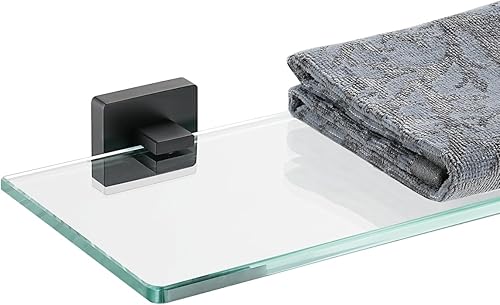 Miniatura 16 de JQK Estante de baño de vidrio dorado, vidrio templado para almacenamiento en la ducha de 8 por 5 pulgadas, acero inoxidable 304 dorado cepillado Oro