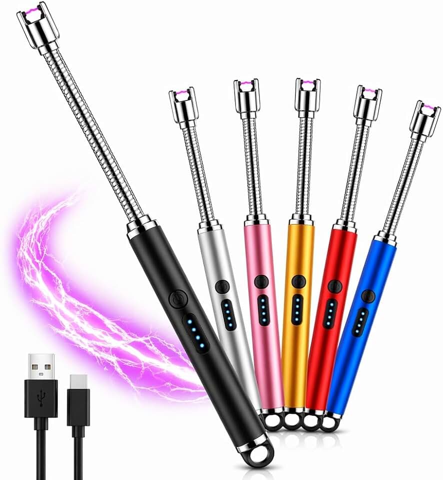 Isqueiro Acendedor Elétrico Recarregável USB para Cozinha Flexível para Fogão Vela e Churrasqueira sem Gás Arco Plasma Portátil Seguro à Prova de Vento Bateria Durável Design Moderno