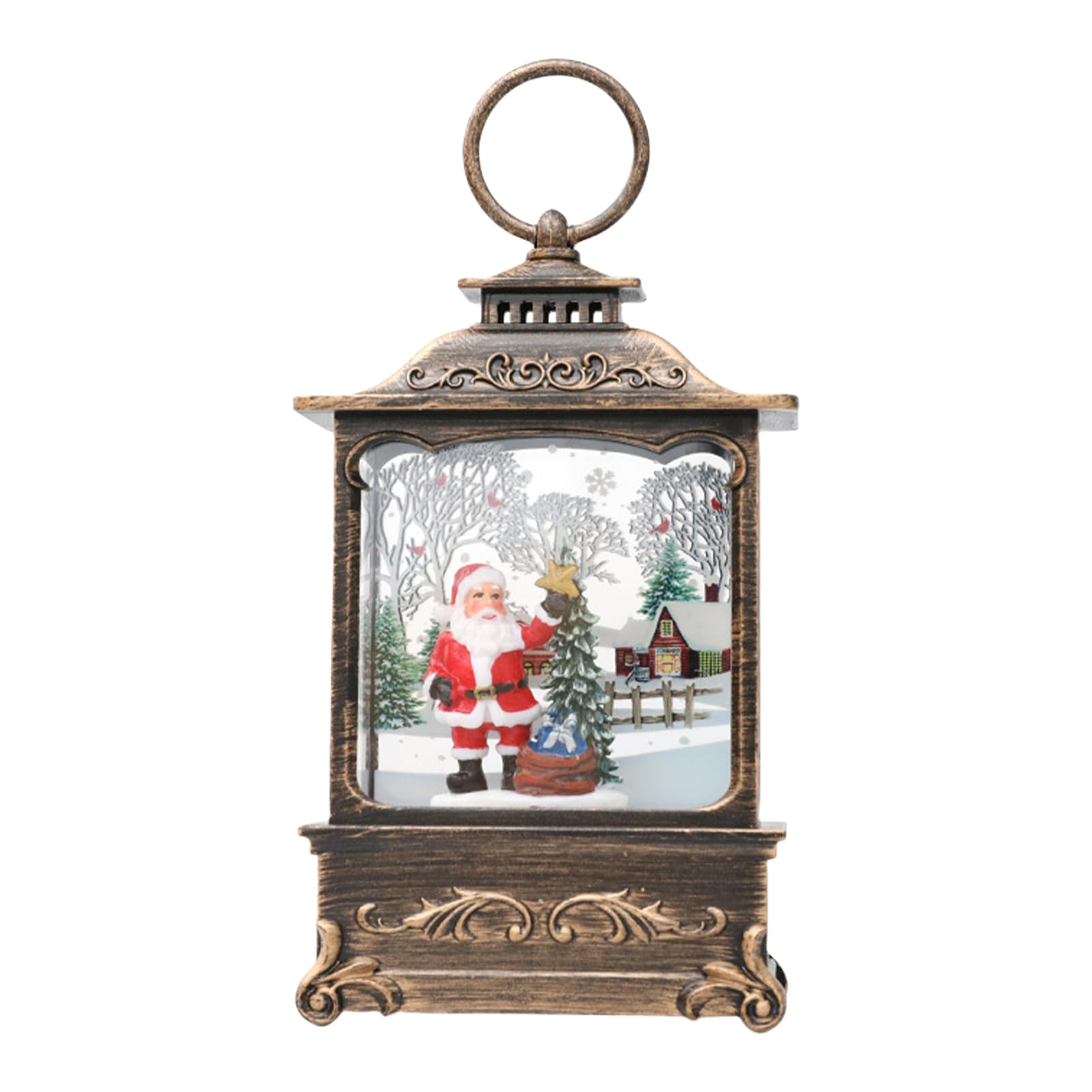 Retorno Snow Globe Lantern Decor,LED Snow Globe Swirling Lantern - LED Swirling Snow And Christmas Tree, Holiday Snow Globe Lantern Ornament For Christmas Festival Decoration Gifts