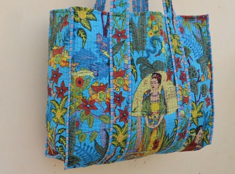 Image of Women's 100% Cotton Lightweight Shoulder Tote Bag with Interior Poeckt Casual Handbag for Women
