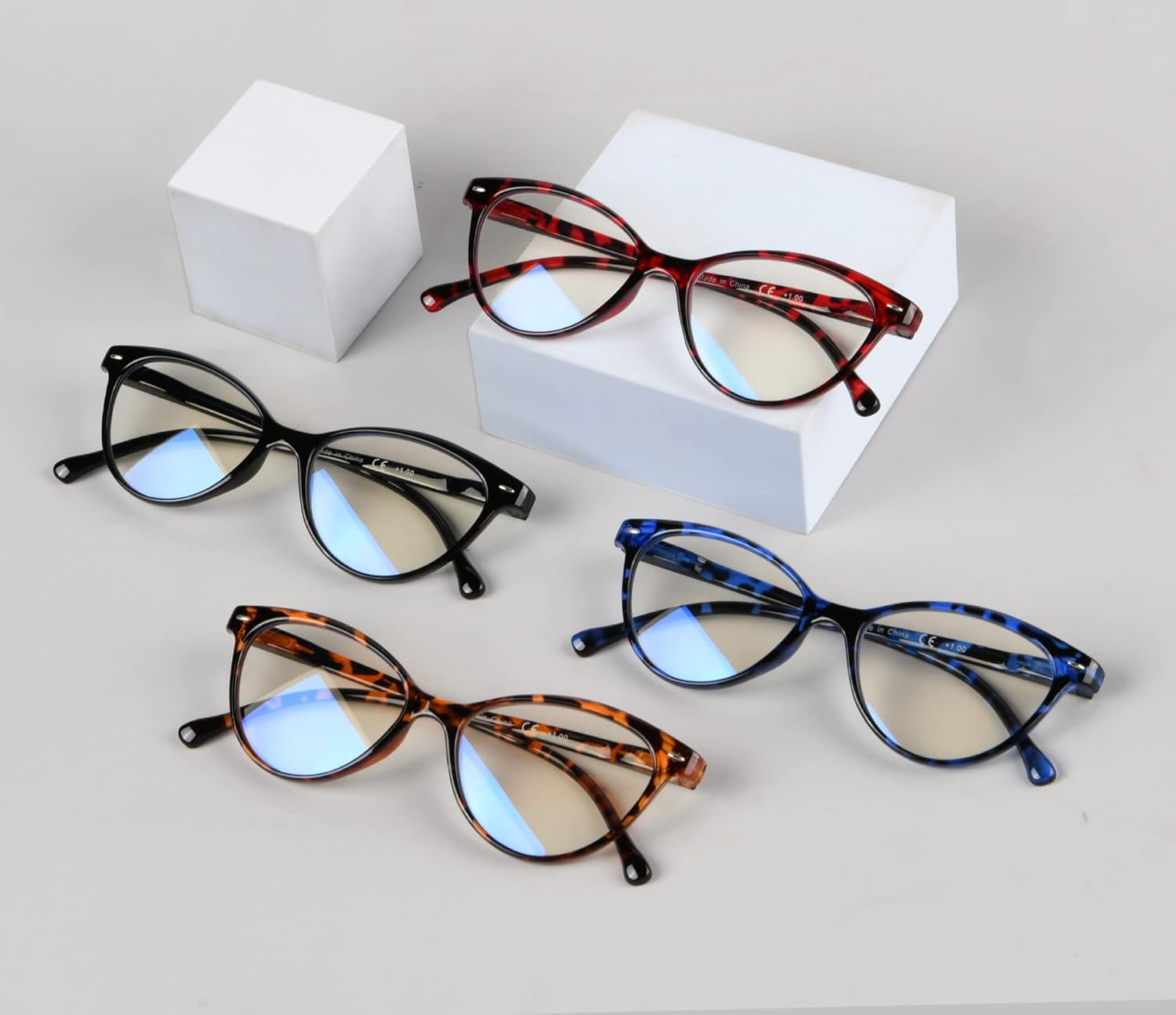 Eyekepper 4-Pack Progressive Multifocus Reading Glasses Blue Light Blocking Women No Line Multifocal Readers