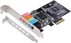 Placa de som PCIe para PC Windows, placa de som interna 5.1 com suporte de perfil baixo, placa de áudio PCI-e estéreo 3D, chip CMI8738 de 32/64 bits para Windows 7/8/10