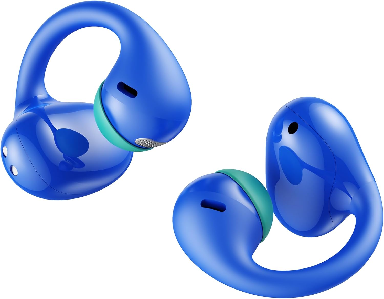 FOYCOY Kids Open Ear Earbuds - Clip-On Earbuds - 85 dB Volume Limit - Bluetooth 6.0, Built-in Mic, 40H Playtime, Silicone Pads, IPX5, Small Ears and Glasses Friendly, Ages 6-14, Ocean Blue