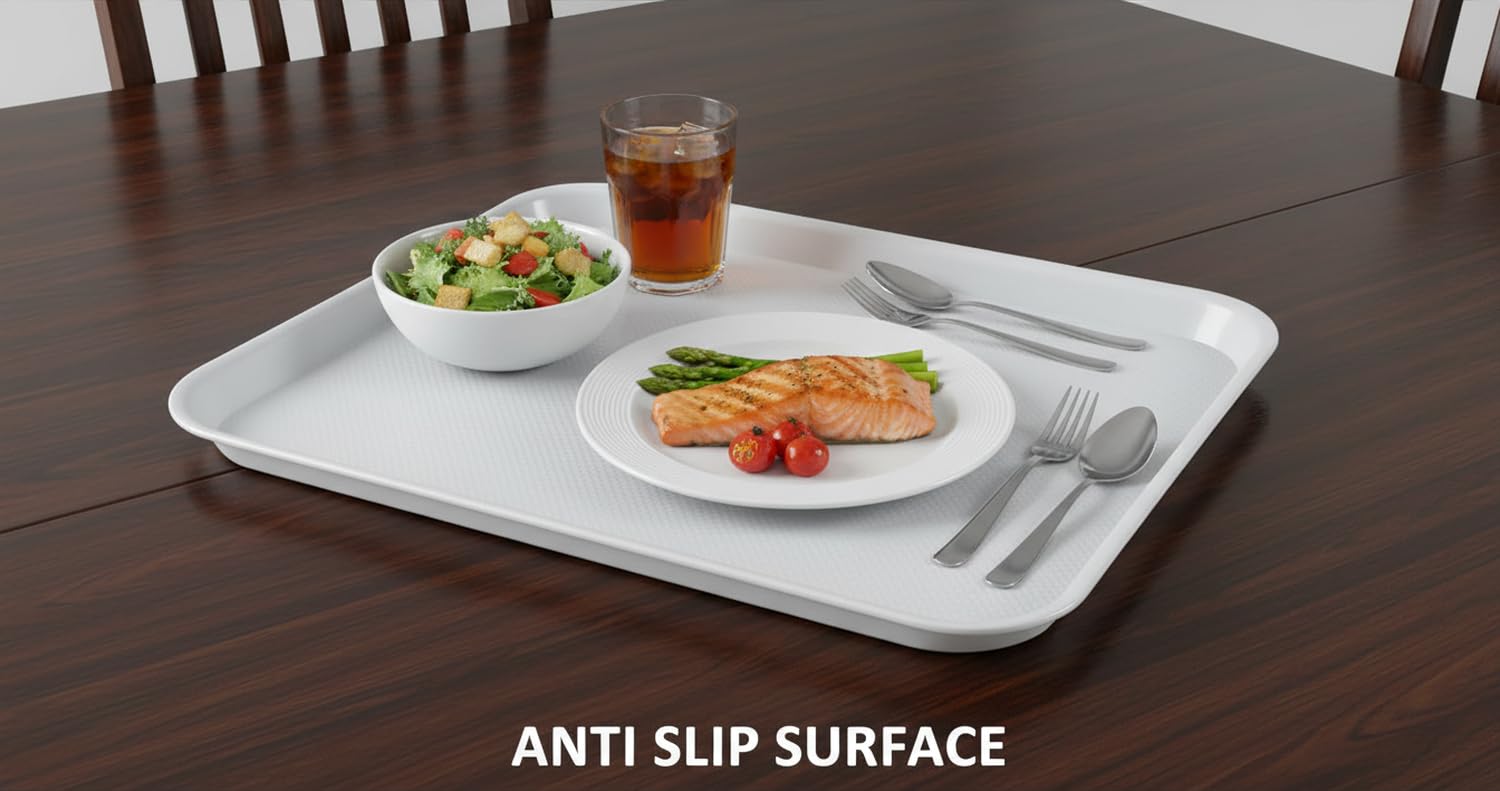 Große Serviertabletts aus Kunststoff, Rechteckig Cafeteria Tabletts, 6 Stück