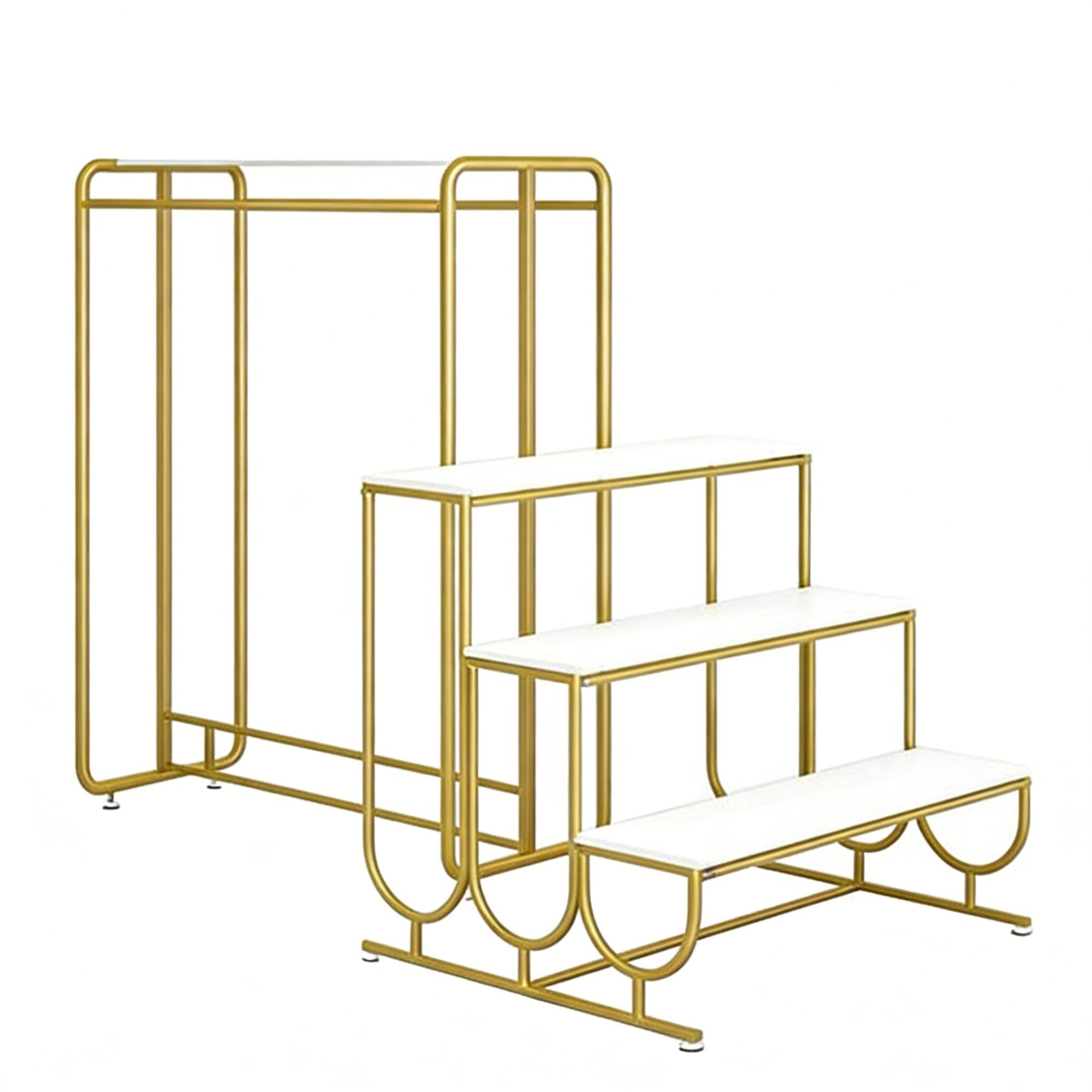 Clothing Rack Clothing Island Display Rack, Multi-layer Shoe and Bag, Double Row Hanging Clothes Combination Store(Medium)
