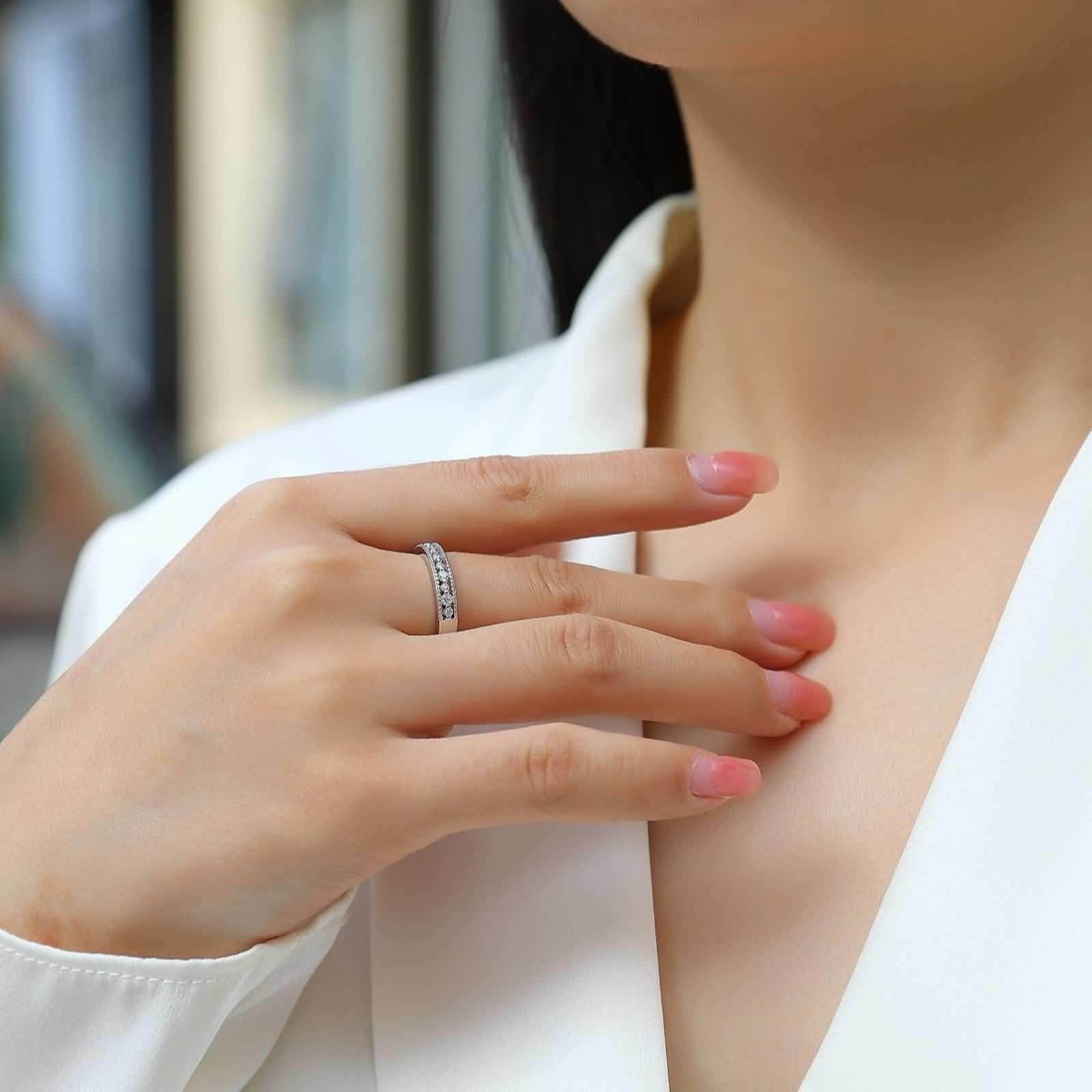 Moissanite pierścionek z białego złota, pierścionek ślubny, damski, z prawdziwego złota, pierścionek zaręczynowy z moissanite, dla kobiet