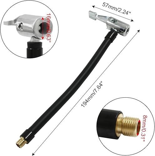 Miniatura 2 de 2 adaptadores de portabrocas de inflado rápido, tubo de extensión de inflador de neumáticos, bomba de compresor de aire para automóvil, motocicleta,