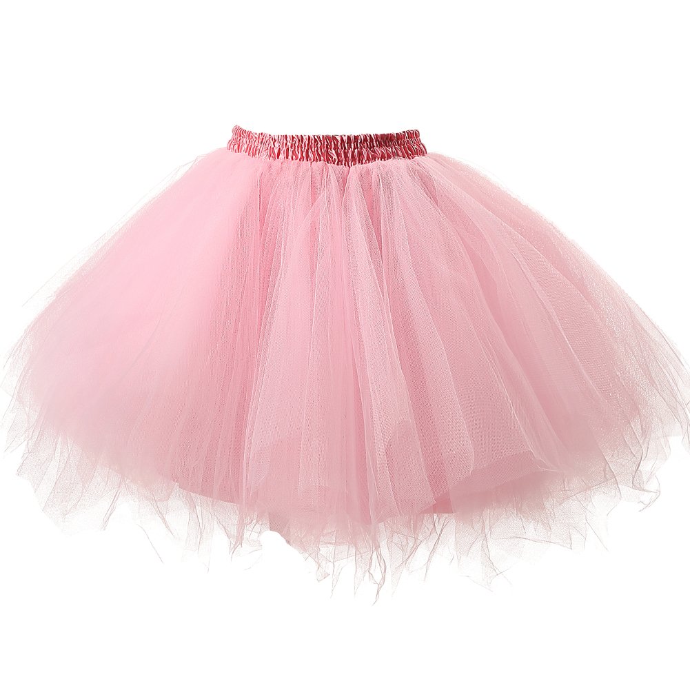 Honeystore Women's Short Vintage Ballet Bubble Puffy Tutu Petticoat Skirt Pink(Size: One Size)