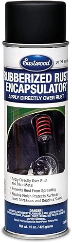 Eastwood Encapsulador de óxido de goma negro de 15 onzas en aerosol que previene la fórmula baja de VOC fortificada con epoxi de corrosión de óxido