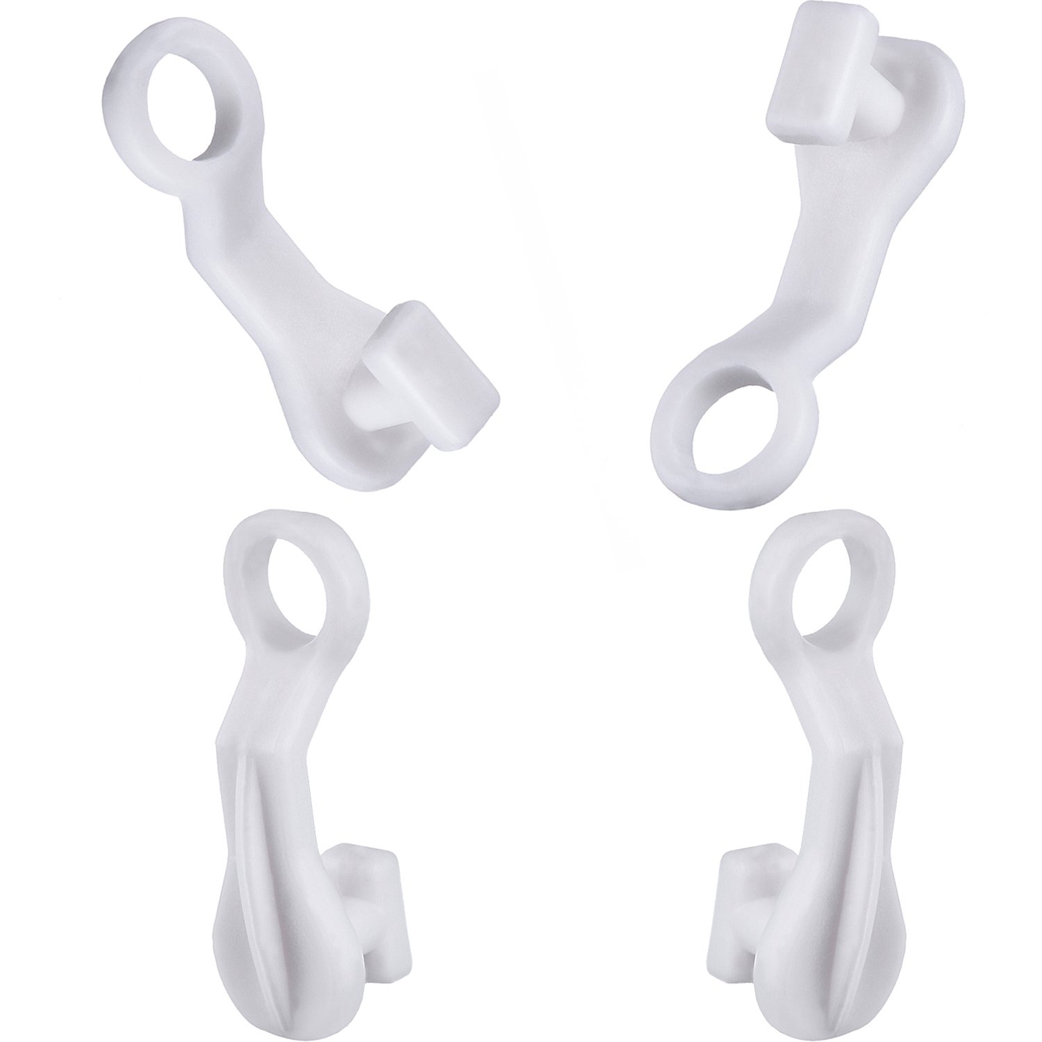 Pangda White Curtain Glider Hooks Plastic Curtain Hook, Pack Of 50