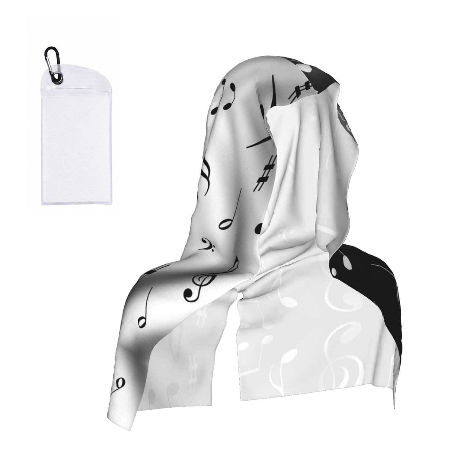 ESNAIUVCD Music Print Multifunctional Cooling Hoodie Bandana Portable Sweat Absorbing Design For Beach Workouts Exercise Heat Relief Accessories