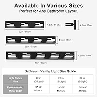 Vista 6 de Lámparas LED modernas para tocador de baño, 3 luces, 5CCT, regulables, luces de tocador negro mate para accesorios de iluminación de baño sobre