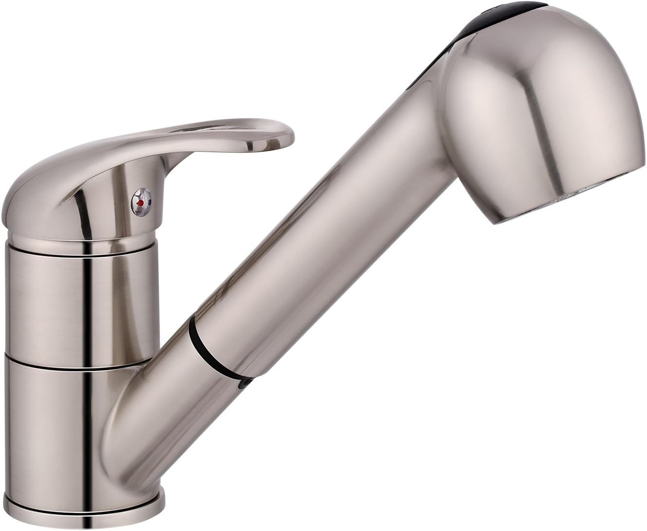 Modern Commercial Brushed Nickel Stainless Steel Single Handle Pull Out Sprayer Bar Kitchen Sink Faucet, Small Pull Down Kitchen Faucets Without Deck Plate