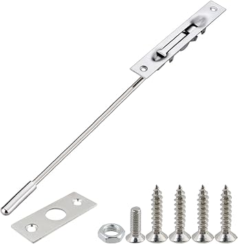 Door Flush Bolts, Concealed Stainless Steel Extension Flush Bolt with Rod, French Door Locks for French Doors, Composite Doors 1 Set, Silver