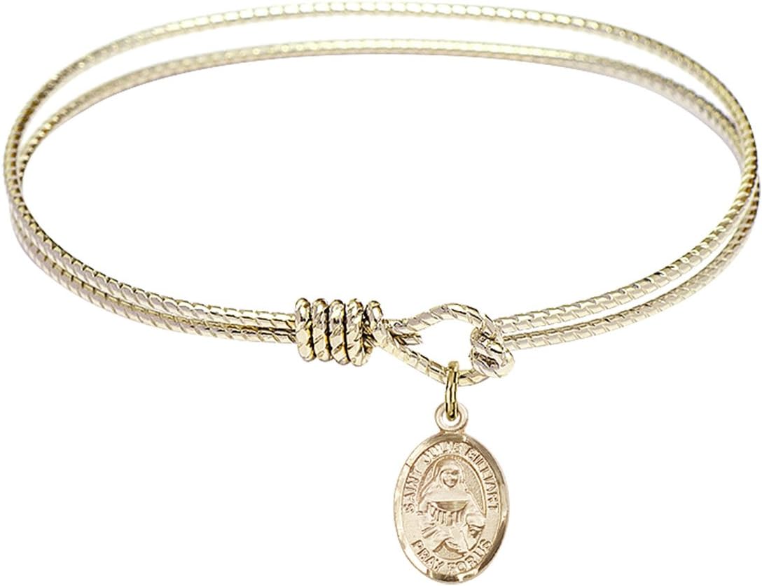 Bonyak Jewelry Oval Eye Hook Bangle Bracelet w/St. Julie Billiart in Gold-Filled