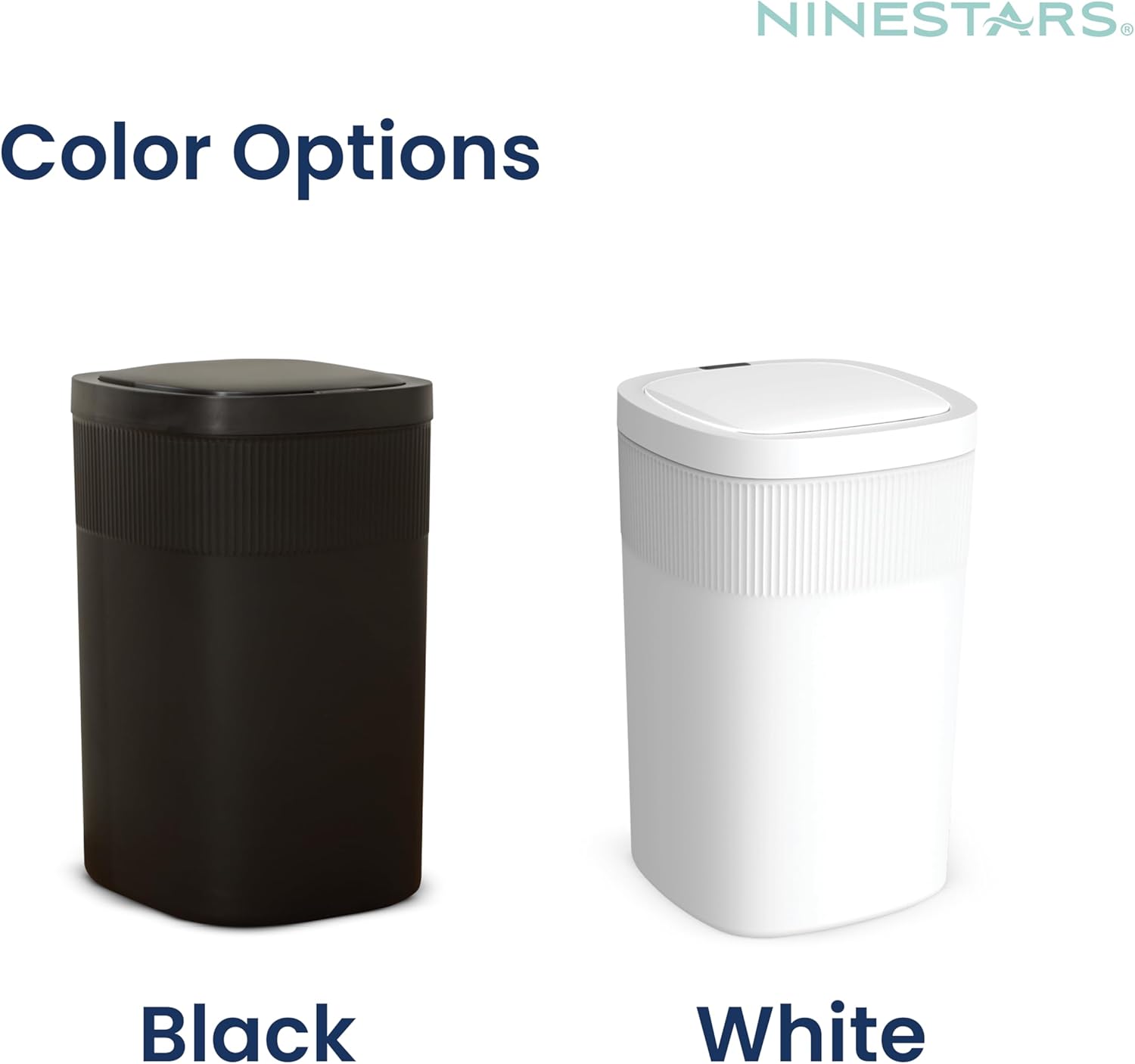 Ninestars Touch Tap & Motion Sensor Combo Trash Can for Kitchen and Bedroom, 13 Gal 50L/3 Gal 12L High-Grade ABS Body (Rectangular, Black)