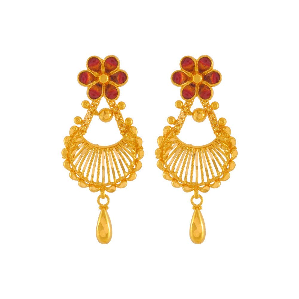 P.C. Chandra Jewellers 22k (916) Yellow Gold Drop Earrings for Women - 5.75 Gram, Yellow Gold, No Gemstone