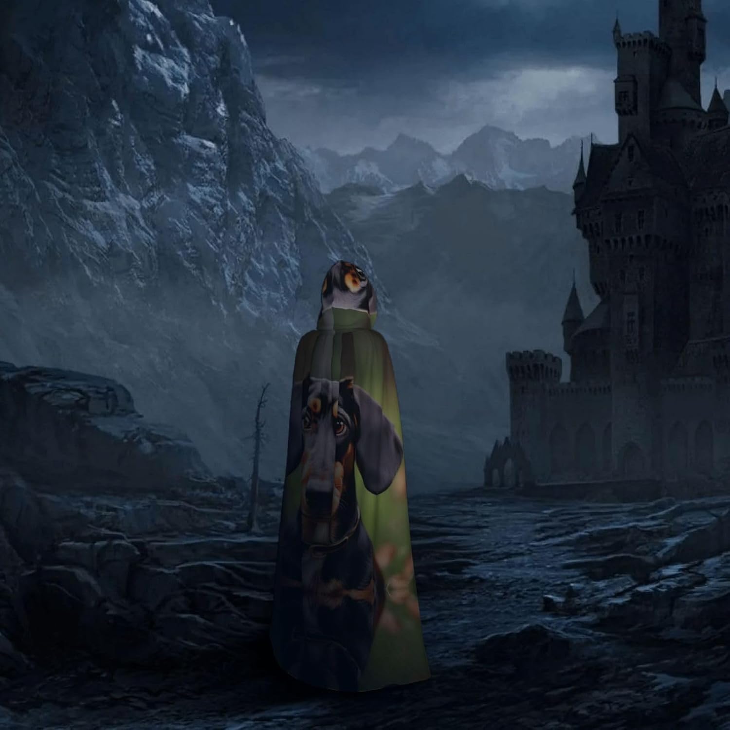 Dachshund Weiner Pet Dogs Print Hooded Cloak Wizard Cape Halloween Witch Costume For Men Women Cosplay Party Capes